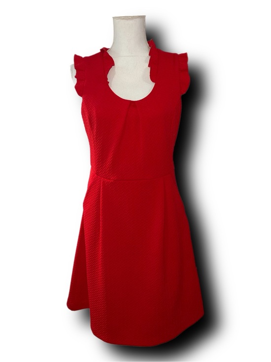 THML Dresses & Skirts - Anthropologie THML Red Ruffle Sleeve Textured Fit-and-Flare Classic Dress